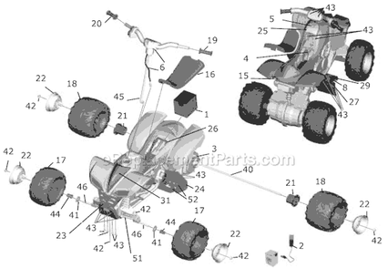 Page A Diagram and Parts List for B9273  Power Wheels Ride-On ATVs